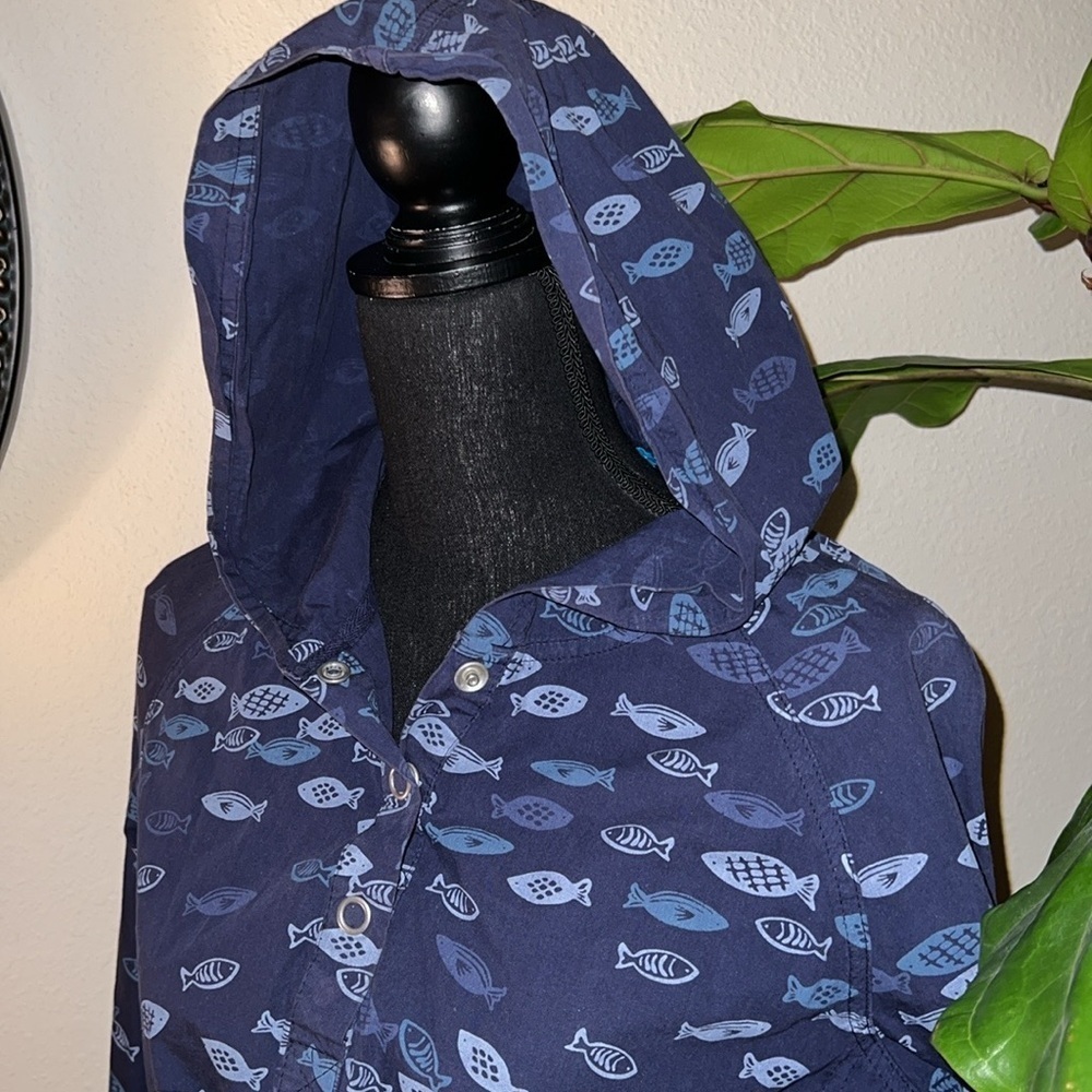 Fresh Produce Women’s Jacket Fish Print Anorak Hood Adjustable Novelty Cotton S